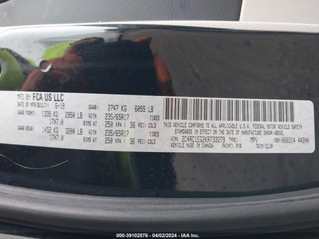 2C4RC1EG2KR733279 Chrysler Pacifica Touring L Plus