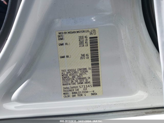 Nissan Altima 2.5 Sv 2015 1N4AL3APXFC571145 Image 9