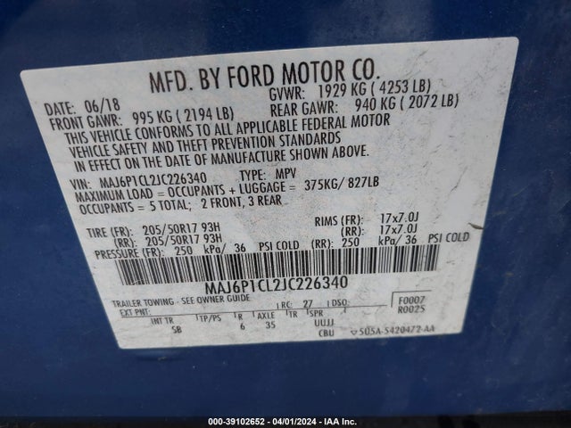 Ford Ecosport Ses 2018 MAJ6P1CL2JC226340 Image 9