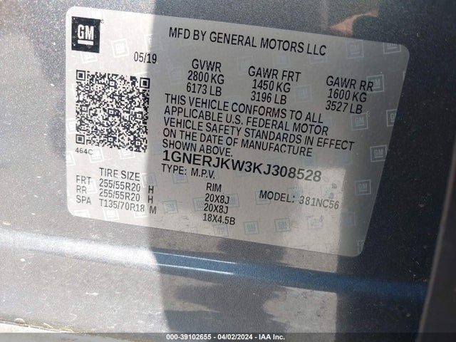 Chevrolet Traverse Rs 2019 1GNERJKW3KJ308528 Image 9
