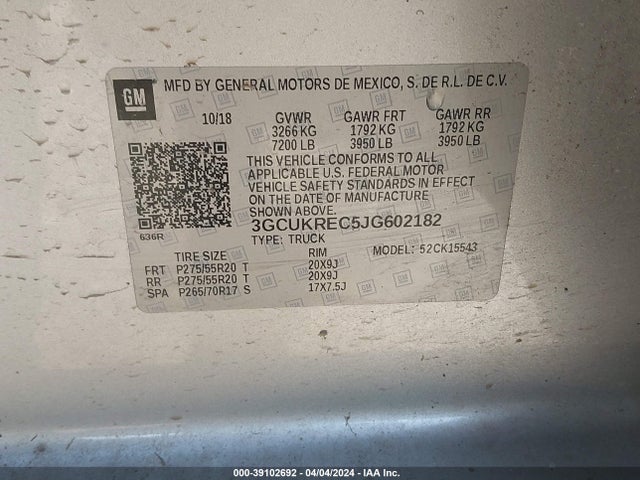 Chevrolet Silverado 1500 1lt 2018 3GCUKREC5JG602182 Image 9