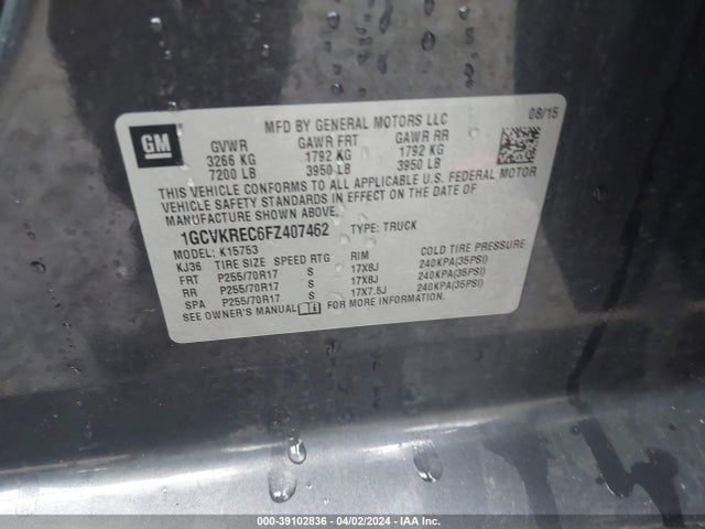 Chevrolet Silverado 1500 1lt 2015 1GCVKREC6FZ407462 Image 9