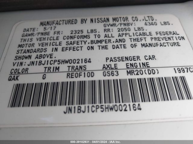 JN1BJ1CP5HW002164 Nissan Rogue Sport Sv