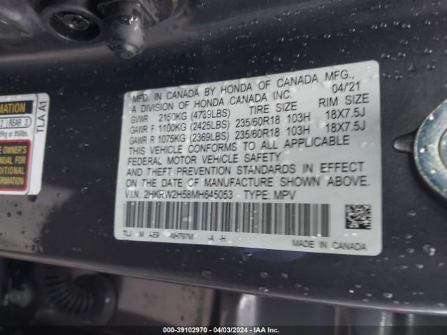 2HKRW2H58MH645053 Honda Cr-v Awd Ex
