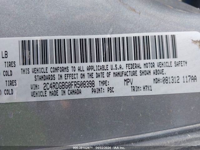 2C4RDGBG0FR508398 Dodge Grand Caravan American Value Pkg