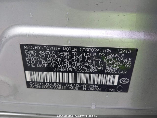 Lexus GS 350 2014 JTHBE1BL7E5033898 Image 9