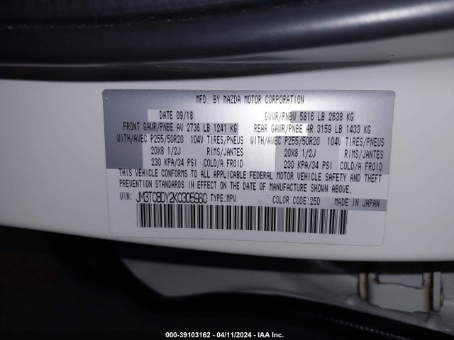 Mazda Cx-9 Grand Touring 2019 JM3TCBDY2K0305980 Image 9