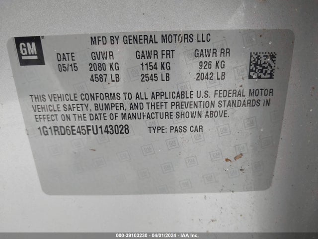 Chevrolet Volt 2015 1G1RD6E45FU143028 Image 9