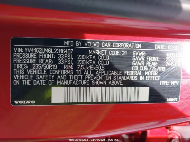 YV4162UM6L2316407 Volvo Xc40 T5 R-design