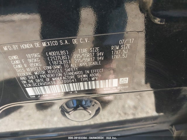 Honda HR-V LX 2018 3CZRU5H38JG700041 Image 9
