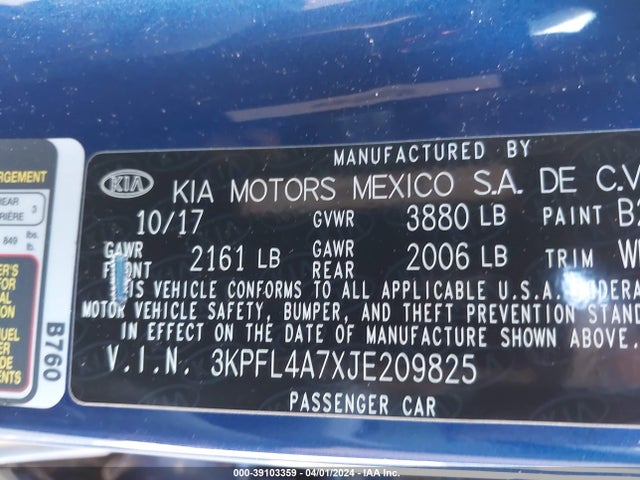 KIA FORTE LX 2018 3KPFL4A7XJE209825 Image 9