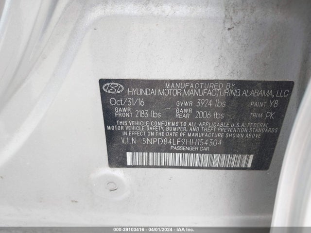 Hyundai ELANTRA SE 2017 5NPD84LF9HH154304 Image 9