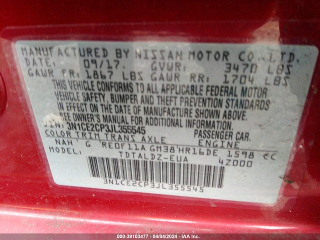 Nissan Versa Note Sv 2018 3N1CE2CP3JL355545 Image 9