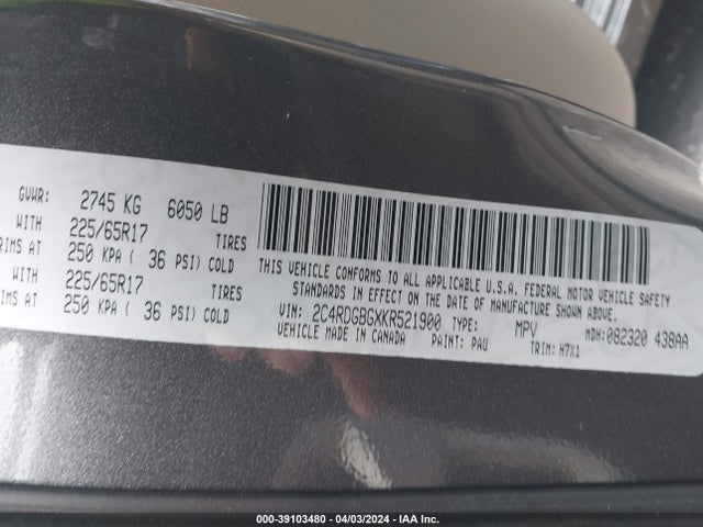 Dodge Grand Caravan Se 2019 2C4RDGBGXKR521900 Image 9