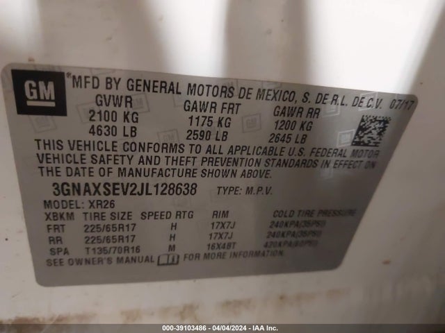 Chevrolet EQUINOX LT 2018 3GNAXSEV2JL128638 Image 9