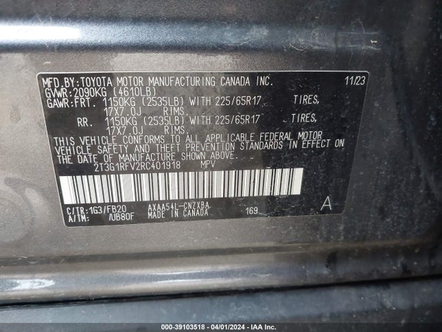 Toyota RAV4 LE 2024 2T3G1RFV2RC401918 Image 9