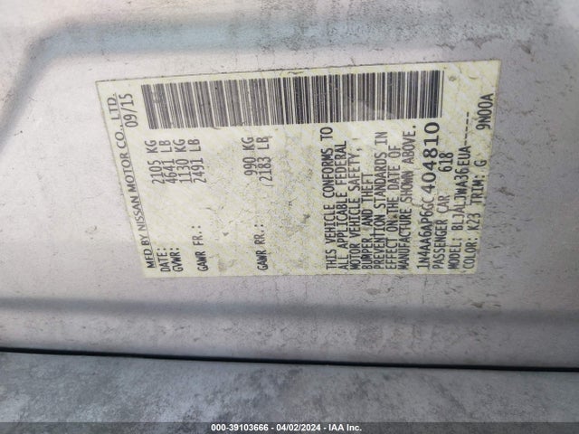 Nissan Maxima 3.5 Sv 2016 1N4AA6AP6GC404810 Image 9