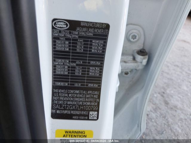 SALZT2GX7LH100799 Land Rover Range Rover Evoque R-dynamic S