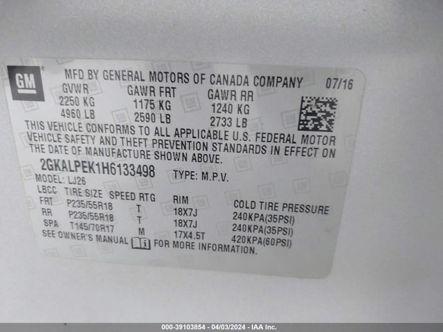 GMC Terrain Slt 2017 2GKALPEK1H6133498 Image 9