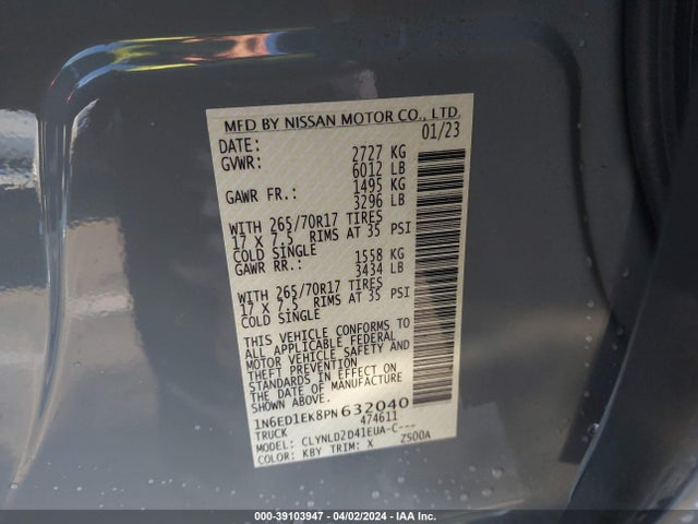Nissan Frontier Pro-4x 4x4 2023 1N6ED1EK8PN632040 Image 9