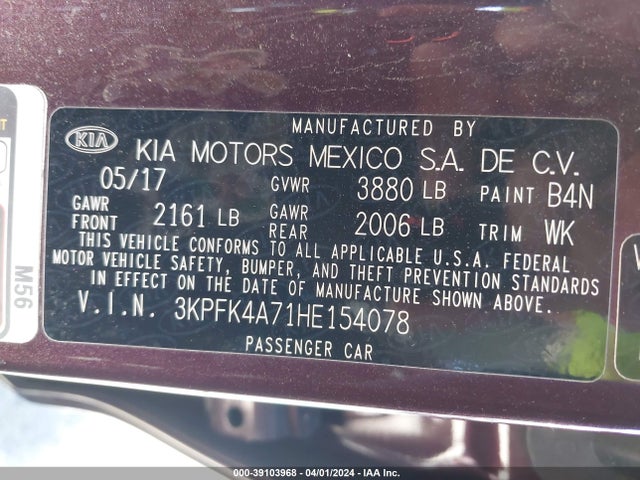 KIA FORTE LX 2017 3KPFK4A71HE154078 Image 9