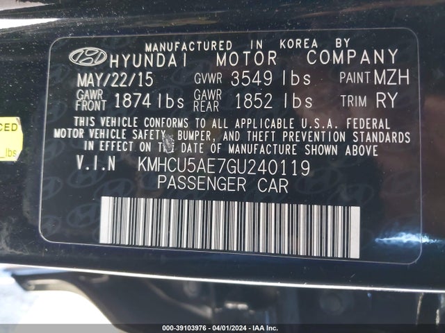 Hyundai Accent Sport 2016 KMHCU5AE7GU240119 Image 9