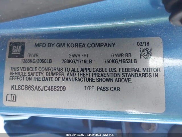 Chevrolet Spark Ls Cvt 2018 KL8CB6SA6JC468209 Image 9