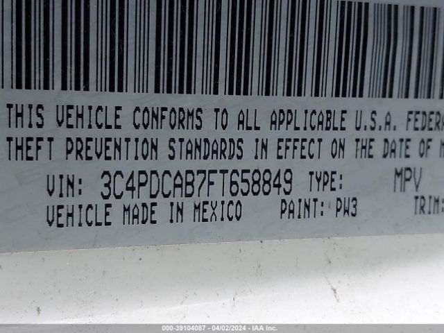 3C4PDCAB7FT658849 Dodge Journey American Value Pkg