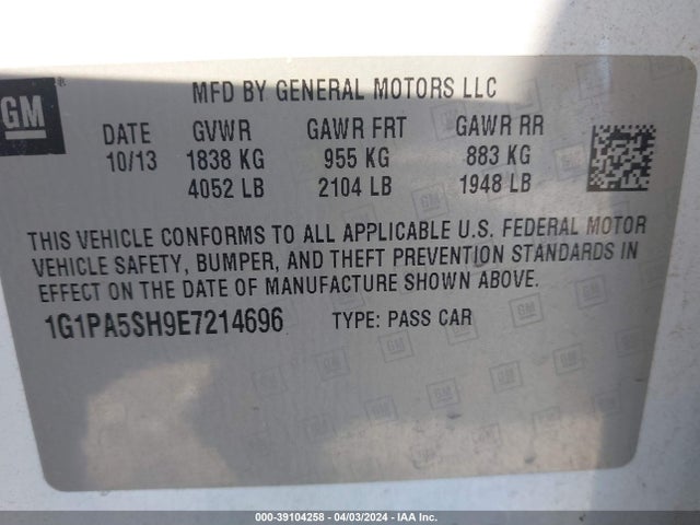 Chevrolet Cruze Ls Auto 2014 1G1PA5SH9E7214696 Image 9