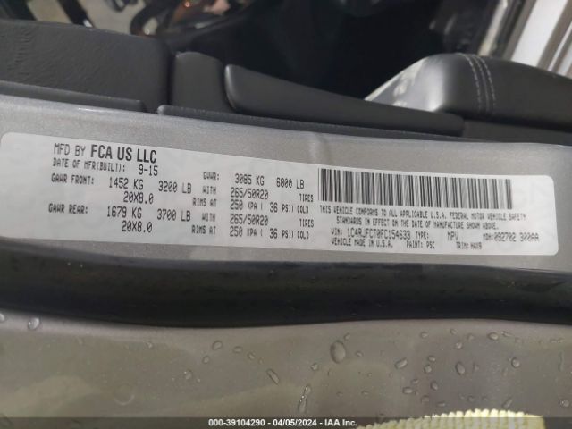 1C4RJFCT0FC154633 Jeep Grand Cherokee High Altitude
