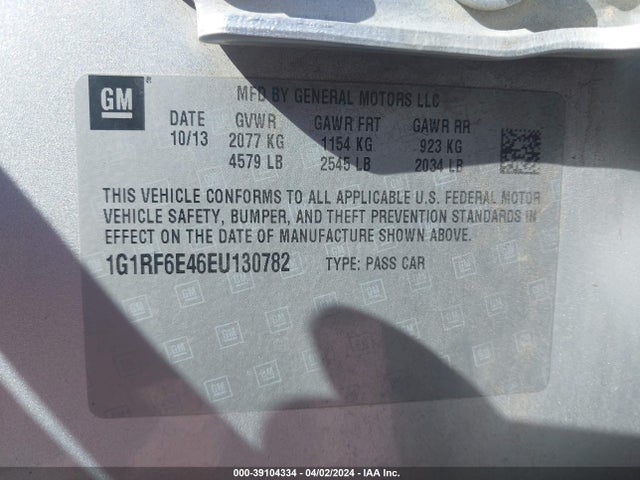 Chevrolet Volt 2014 1G1RF6E46EU130782 Image 9