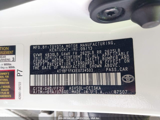 Toyota CAMRY SE 2014 4T1BF1FKXEU734503 Image 9