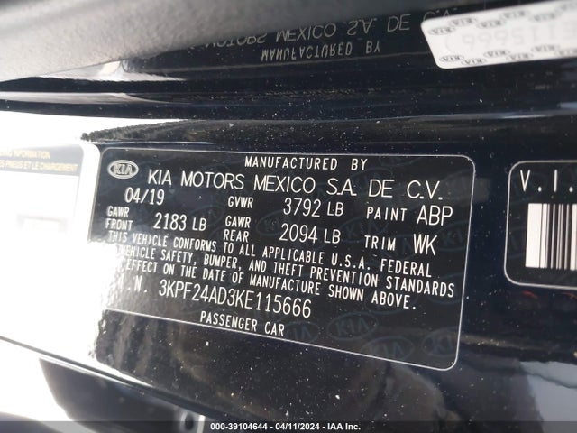 KIA Forte Lxs 2019 3KPF24AD3KE115666 Image 9