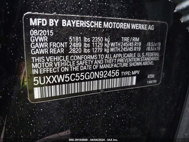 5UXXW5C55G0N92456 BMW X4 Xdrive35i