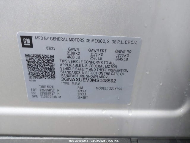 Chevrolet Equinox Awd Lt 2021 3GNAXUEV3MS148502 Image 9