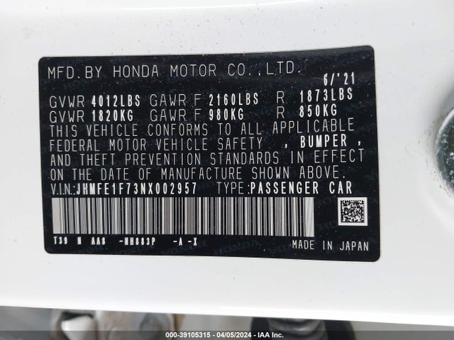 Honda CIVIC EX 2022 JHMFE1F73NX002957 Image 17