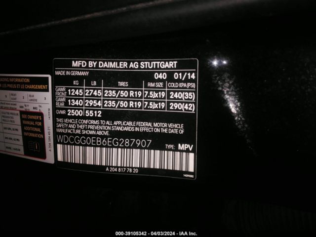 WDCGG0EB6EG287907 Mercedes-Benz Glk 250 Bluetec 4matic