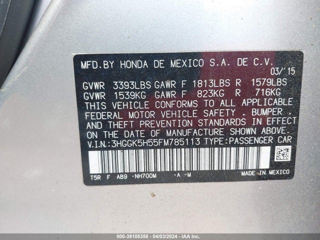 Honda FIT LX 2015 3HGGK5H55FM785113 Image 9
