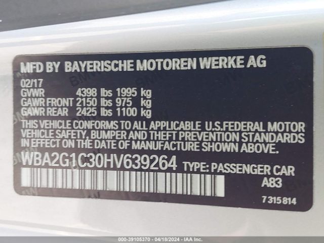WBA2G1C30HV639264 BMW M240i