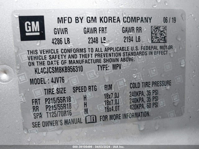 Buick Encore Fwd Essence 2019 KL4CJCSM8KB956310 Image 9