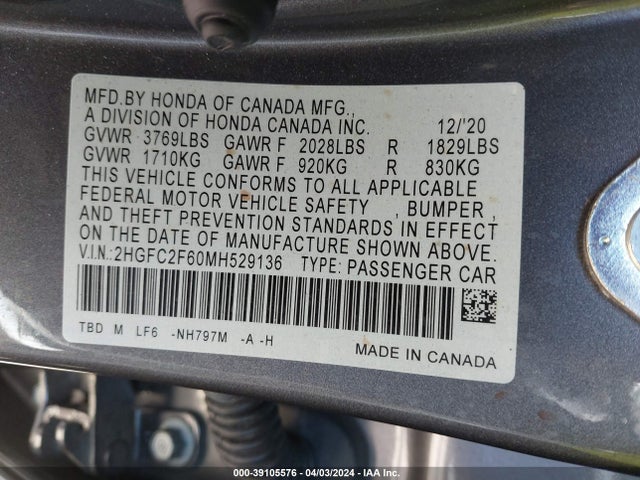 Honda Civic Lx 2021 2HGFC2F60MH529136 Image 9