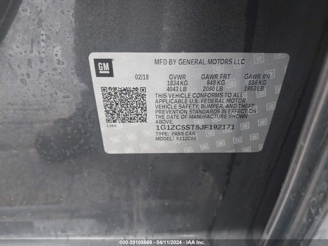 Chevrolet Malibu 1fl 2018 1G1ZC5ST5JF192171 Image 9
