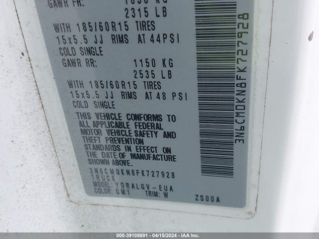 3N6CM0KN8FK727928 Nissan NV200 SV