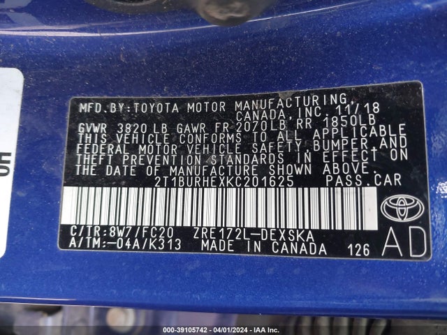 Toyota COROLLA SE 2019 2T1BURHEXKC201625 Image 9