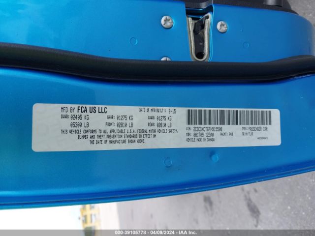 2C3CDXCT6FH915508 Dodge Charger Road/track
