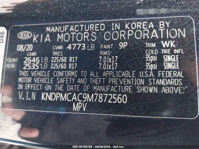 KIA Sportage Lx 2021 KNDPMCAC9M7872560 Image 9