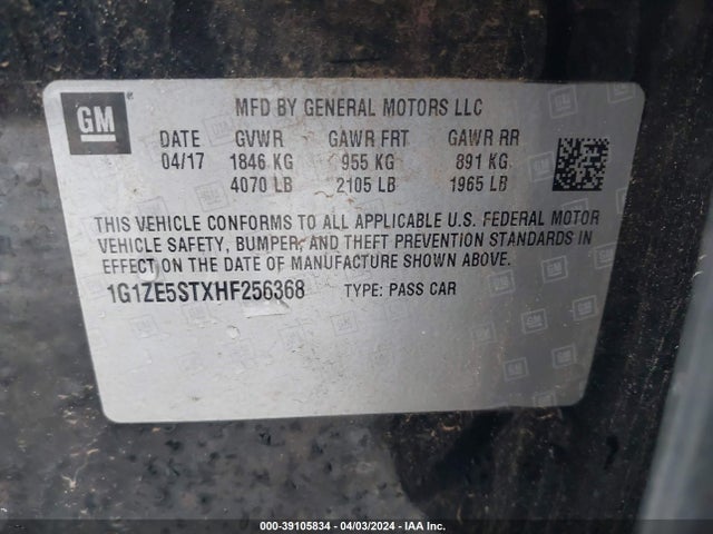 Chevrolet MALIBU 1LT 2017 1G1ZE5STXHF256368 Image 9