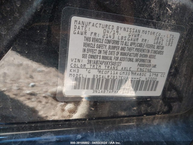 Nissan SENTRA SR 2019 3N1AB7APXKY348127 Image 9