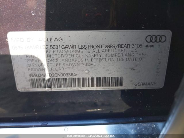 WAU34AFD2GN003364 Audi A8 L 3.0t