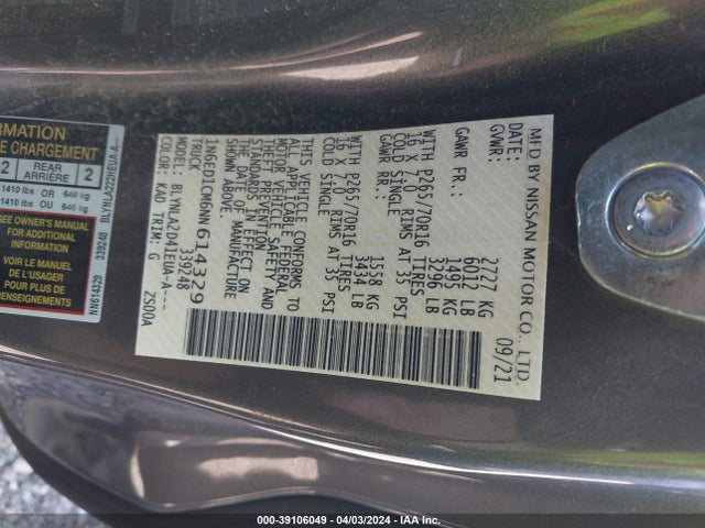 Nissan Frontier King Cab S 4x4 2022 1N6ED1CM6NN614329 Image 9